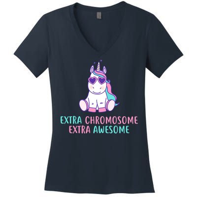 Extra Chromosome Awesome Down Syndrome Women's V-Neck T-Shirt