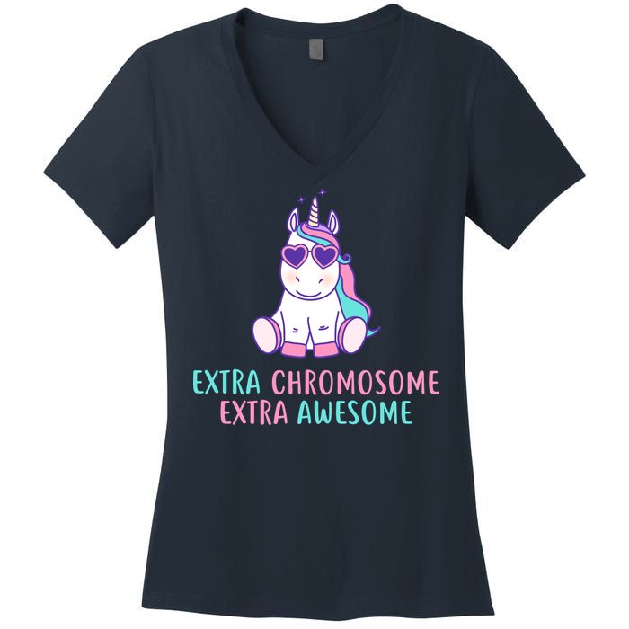 Extra Chromosome Awesome Down Syndrome Women's V-Neck T-Shirt