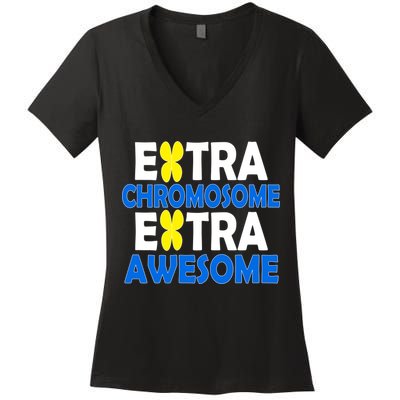 Extra Chromosome Extra Awesome Women's V-Neck T-Shirt