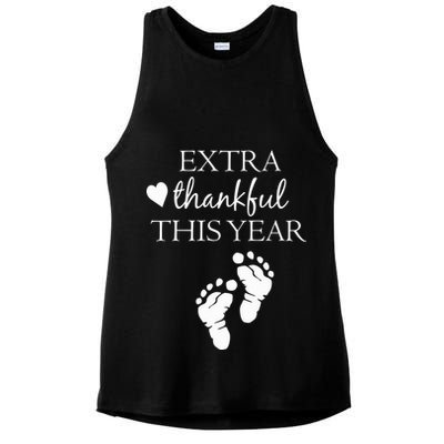 Extra Thankful This Year Pregnancy Ladies PosiCharge Tri-Blend Wicking Tank