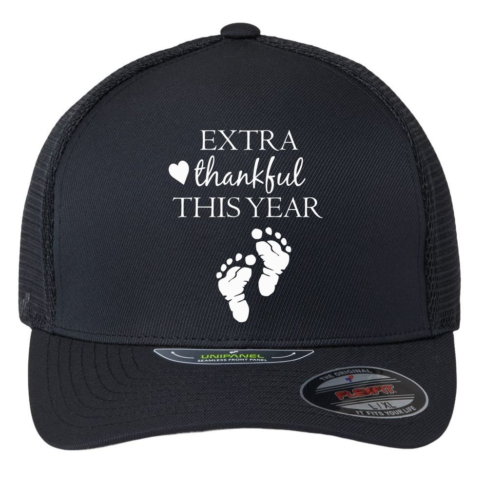 Extra Thankful This Year Pregnancy Flexfit Unipanel Trucker Cap