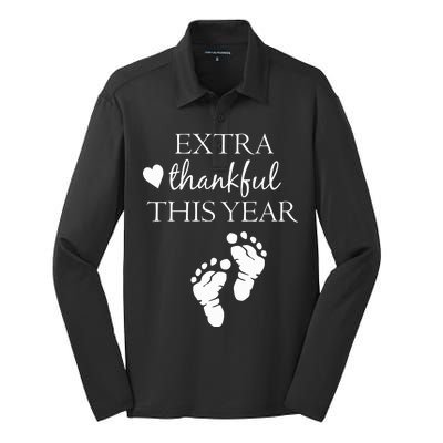 Extra Thankful This Year Pregnancy Silk Touch Performance Long Sleeve Polo