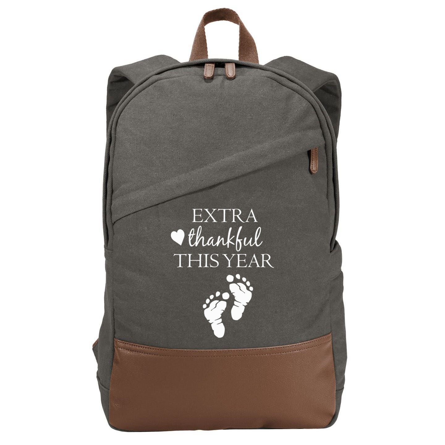 Extra Thankful This Year Pregnancy Cotton Canvas Backpack