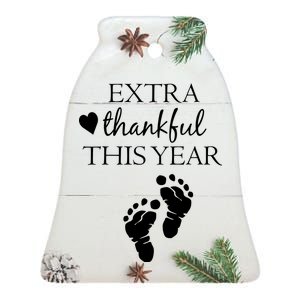 Extra Thankful This Year Pregnancy Ceramic Bell Ornament