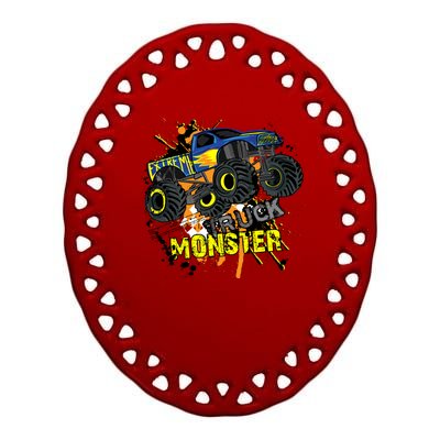 Extreme Monster Truck Ceramic Oval Ornament