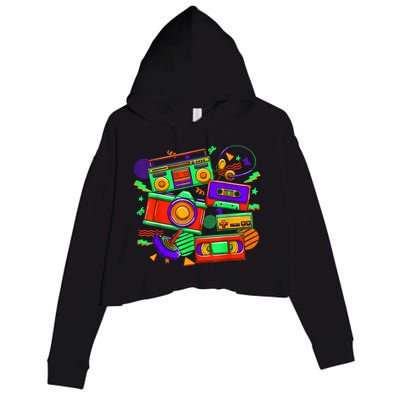 Eighties Year 1980 80's Retro Era 80's Vibe Crop Fleece Hoodie