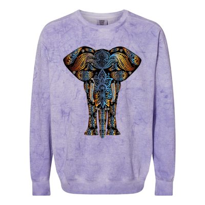 Elephant Yoga Animal Print Art Tee Cool Gift Colorblast Crewneck Sweatshirt