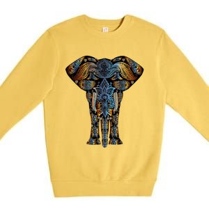 Elephant Yoga Animal Print Art Tee Cool Gift Premium Crewneck Sweatshirt