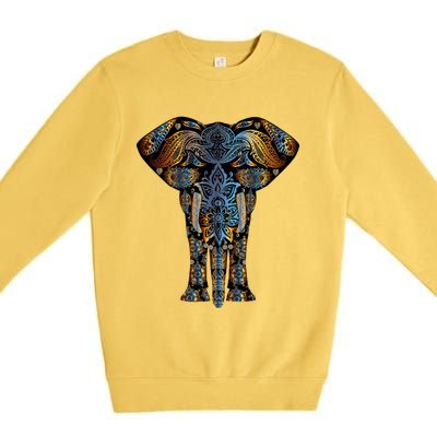 Elephant Yoga Animal Print Art Tee Cool Gift Premium Crewneck Sweatshirt