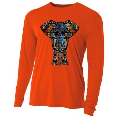 Elephant Yoga Animal Print Art Tee Cool Gift Cooling Performance Long Sleeve Crew