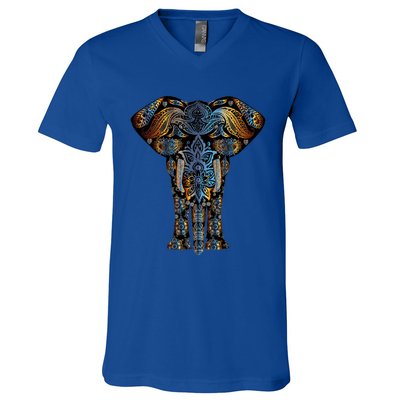 Elephant Yoga Animal Print Art Tee Cool Gift V-Neck T-Shirt