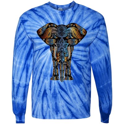 Elephant Yoga Animal Print Art Tee Cool Gift Tie-Dye Long Sleeve Shirt