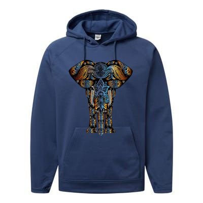 Elephant Yoga Animal Print Art Tee Cool Gift Performance Fleece Hoodie