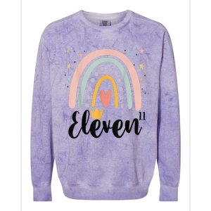 Eleven Year Birthday Rainbow Party Family 11 Year Old Colorblast Crewneck Sweatshirt