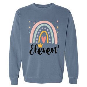 Eleven Year Birthday Rainbow Party Family 11 Year Old Garment-Dyed Sweatshirt