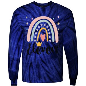 Eleven Year Birthday Rainbow Party Family 11 Year Old Tie-Dye Long Sleeve Shirt