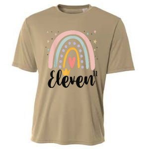 Eleven Year Birthday Rainbow Party Family 11 Year Old Cooling Performance Crew T-Shirt