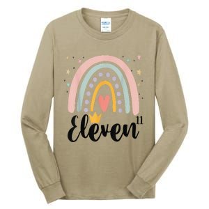 Eleven Year Birthday Rainbow Party Family 11 Year Old Tall Long Sleeve T-Shirt