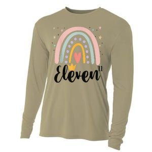 Eleven Year Birthday Rainbow Party Family 11 Year Old Cooling Performance Long Sleeve Crew