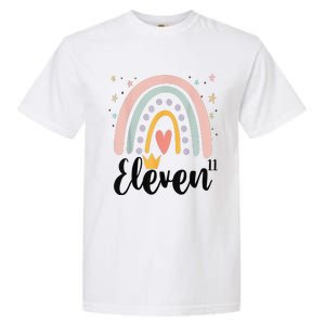 Eleven Year Birthday Rainbow Party Family 11 Year Old Garment-Dyed Heavyweight T-Shirt