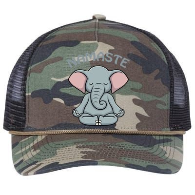 Elephant Yoga Funny Gift Funny Elephant Namaste Hatha Yoga Gift Retro Rope Trucker Hat Cap