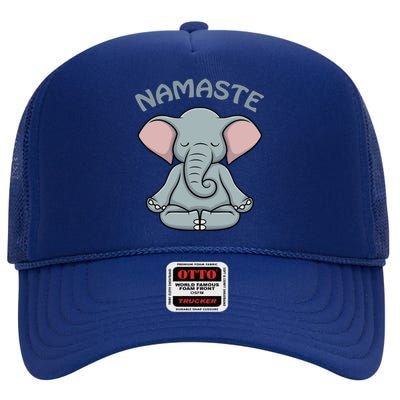 Elephant Yoga Funny Gift Funny Elephant Namaste Hatha Yoga Gift High Crown Mesh Back Trucker Hat