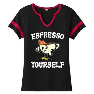 Espresso Yourself Funny Coffee Lover Ladies Halftime Notch Neck Tee