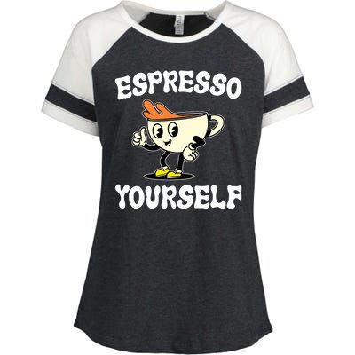 Espresso Yourself Funny Coffee Lover Enza Ladies Jersey Colorblock Tee