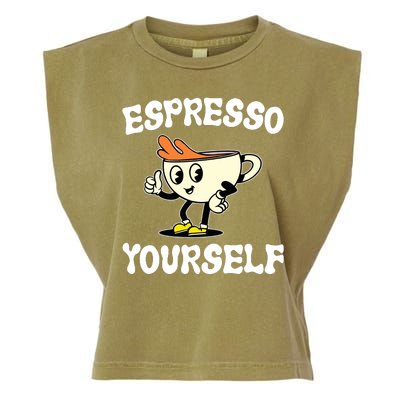 Espresso Yourself Funny Coffee Lover Garment-Dyed Women's Muscle Tee