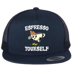 Espresso Yourself Funny Coffee Lover Flat Bill Trucker Hat