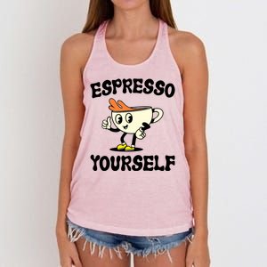 Espresso Yourself Funny Coffee Lover Women's Knotted Racerback Tank