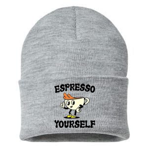 Espresso Yourself Funny Coffee Lover Sustainable Knit Beanie