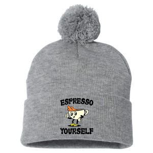 Espresso Yourself Funny Coffee Lover Pom Pom 12in Knit Beanie