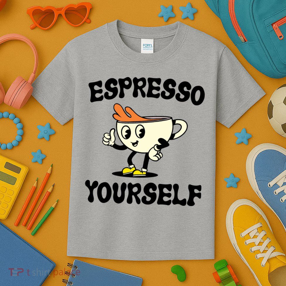 Espresso Yourself Funny Coffee Lover Kids T-Shirt