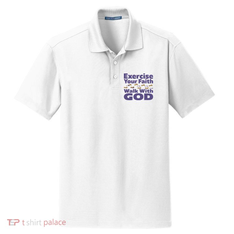 Exercise Your Faith Walk With God Christian Dry Zone Grid Polo