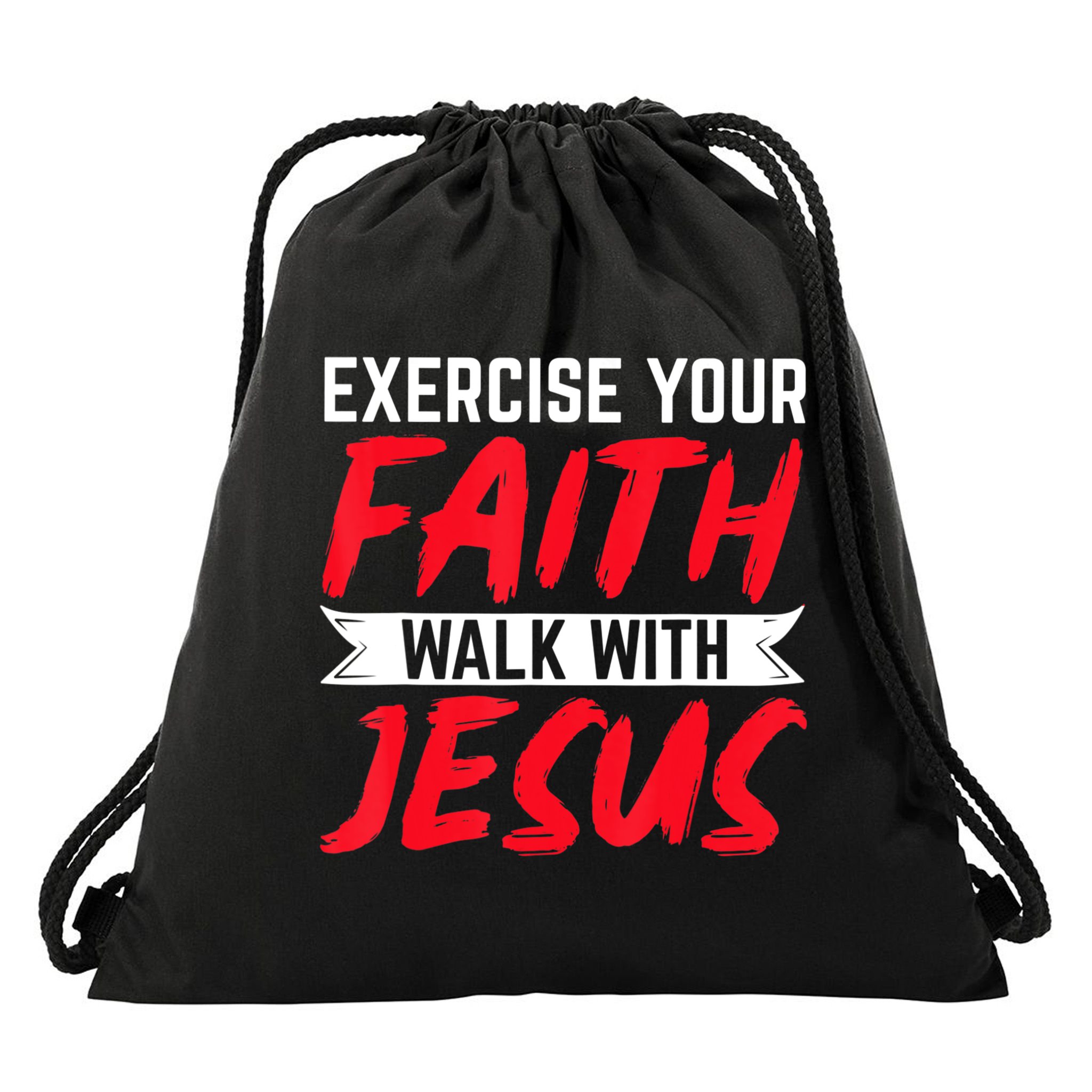 Exercise Your Faith Walk With Jesus Christian Religious Drawstring Bag
