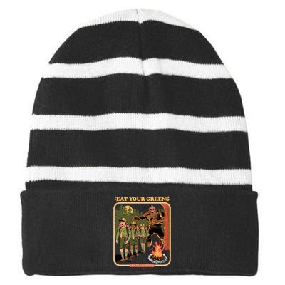 Eat Your Greens Striped Beanie with Solid Band