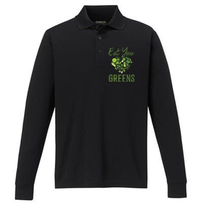 Eat Your Greens Gift Beautiful Vegan Tees Cool Gift Performance Long Sleeve Polo