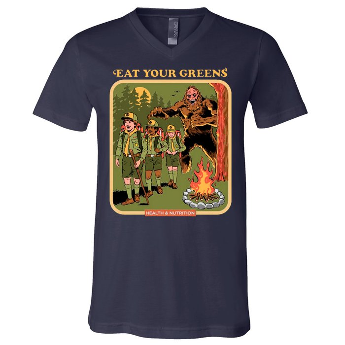 Eat Your Greens Shirt Funny Retro Vintage V-Neck T-Shirt