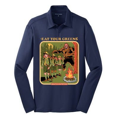 Eat Your Greens Shirt Funny Retro Vintage Silk Touch Performance Long Sleeve Polo