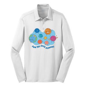 Ew You Have Humans Funny Earth Planet Silk Touch Performance Long Sleeve Polo