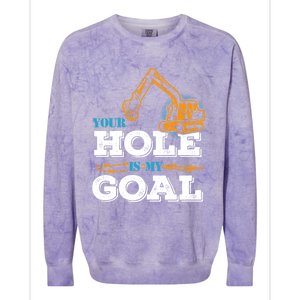 Excavator Your Hole Is My Goal Gift Colorblast Crewneck Sweatshirt