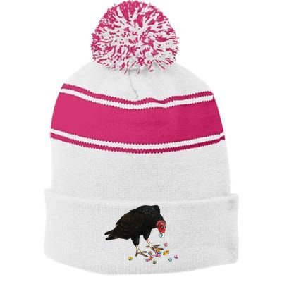 Eat Your Heart Out Turkey Vulture Snack Attack Stripe Pom Pom Beanie