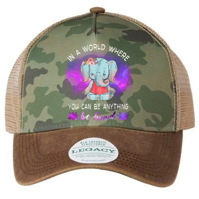 Elephant Yoga In A World Where You Can Be Anything Be Kind Meaningful Gift Legacy Tie Dye Trucker Hat