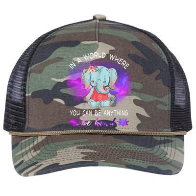 Elephant Yoga In A World Where You Can Be Anything Be Kind Meaningful Gift Retro Rope Trucker Hat Cap