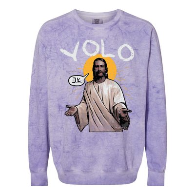 Easter Yolo Jk Jesus Funny Religious Christian Colorblast Crewneck Sweatshirt