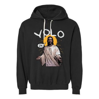 Easter Yolo Jk Jesus Funny Religious Christian Garment-Dyed Fleece Hoodie