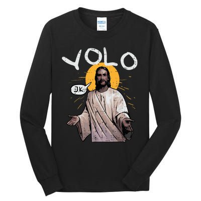 Easter Yolo Jk Jesus Funny Religious Christian Tall Long Sleeve T-Shirt