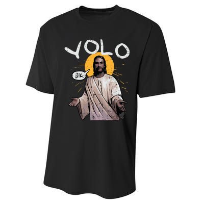 Easter Yolo Jk Jesus Funny Religious Christian Performance Sprint T-Shirt