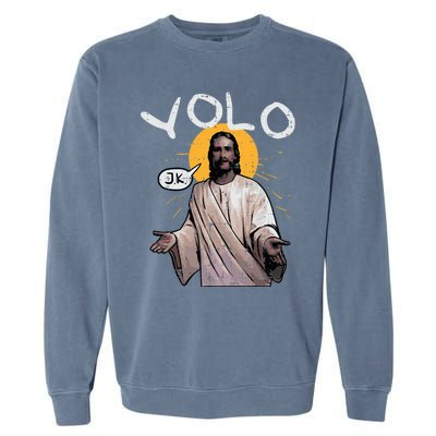 Easter Yolo Jk Jesus Funny Religious Christian Garment-Dyed Sweatshirt